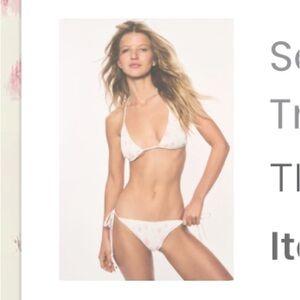 LoveShackFancy Saoirse Floral Smocked Triangle Bikini XS pink